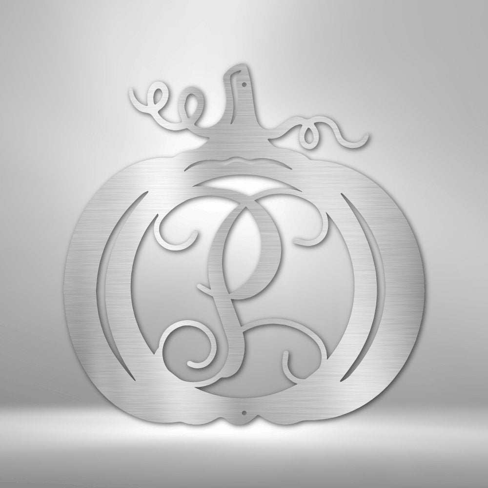 Pumpkin Initial Monogram Personalized Steel SignCustomly Gifts