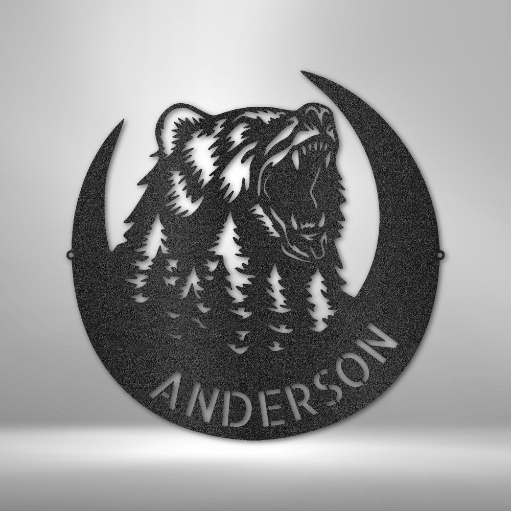 Roaring Bear Personalized Name Text Steel SignCustomly Gifts