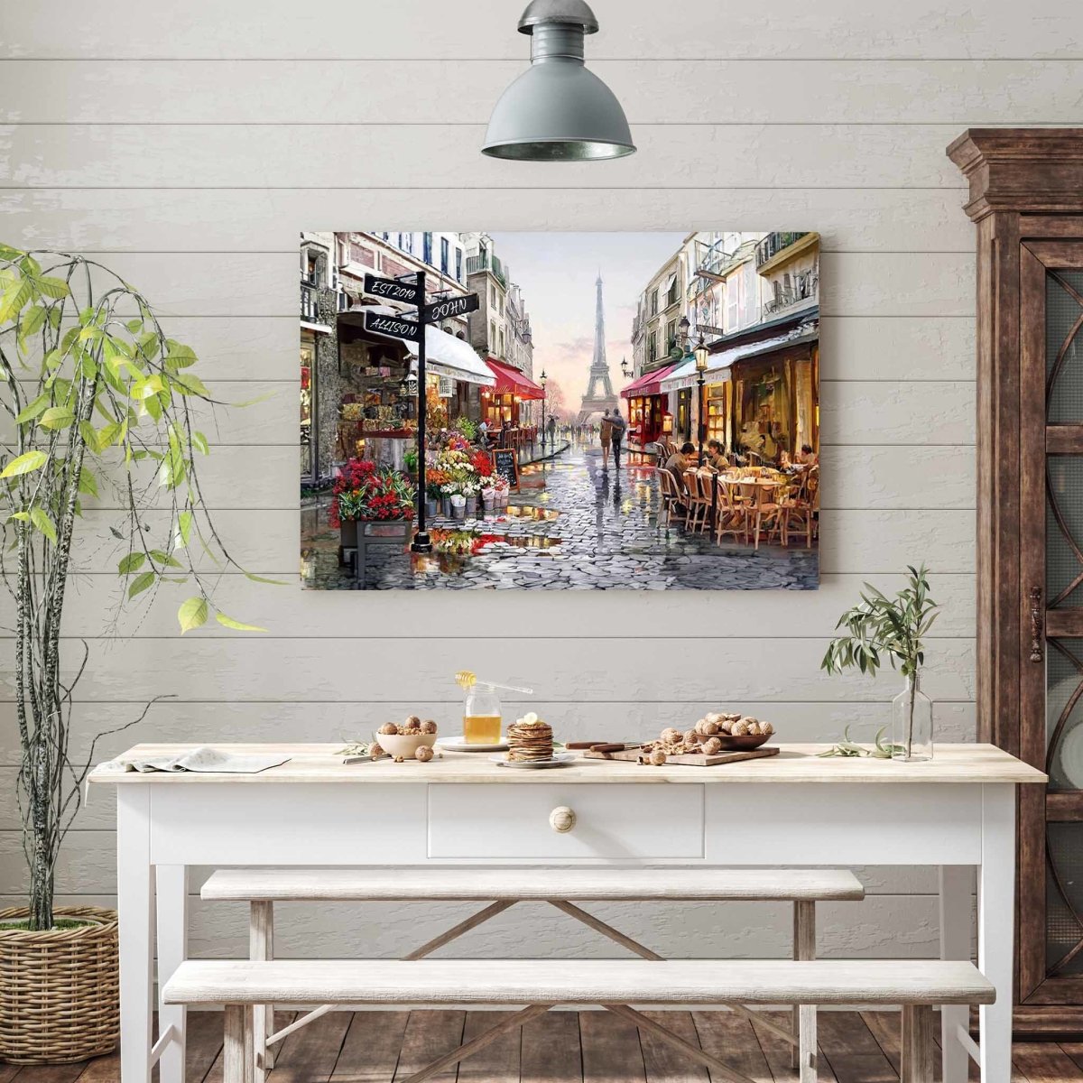 Romantic Paris Street Eiffel Tower Personalized Street Sign Oil Painting CanvasCustomly Gifts