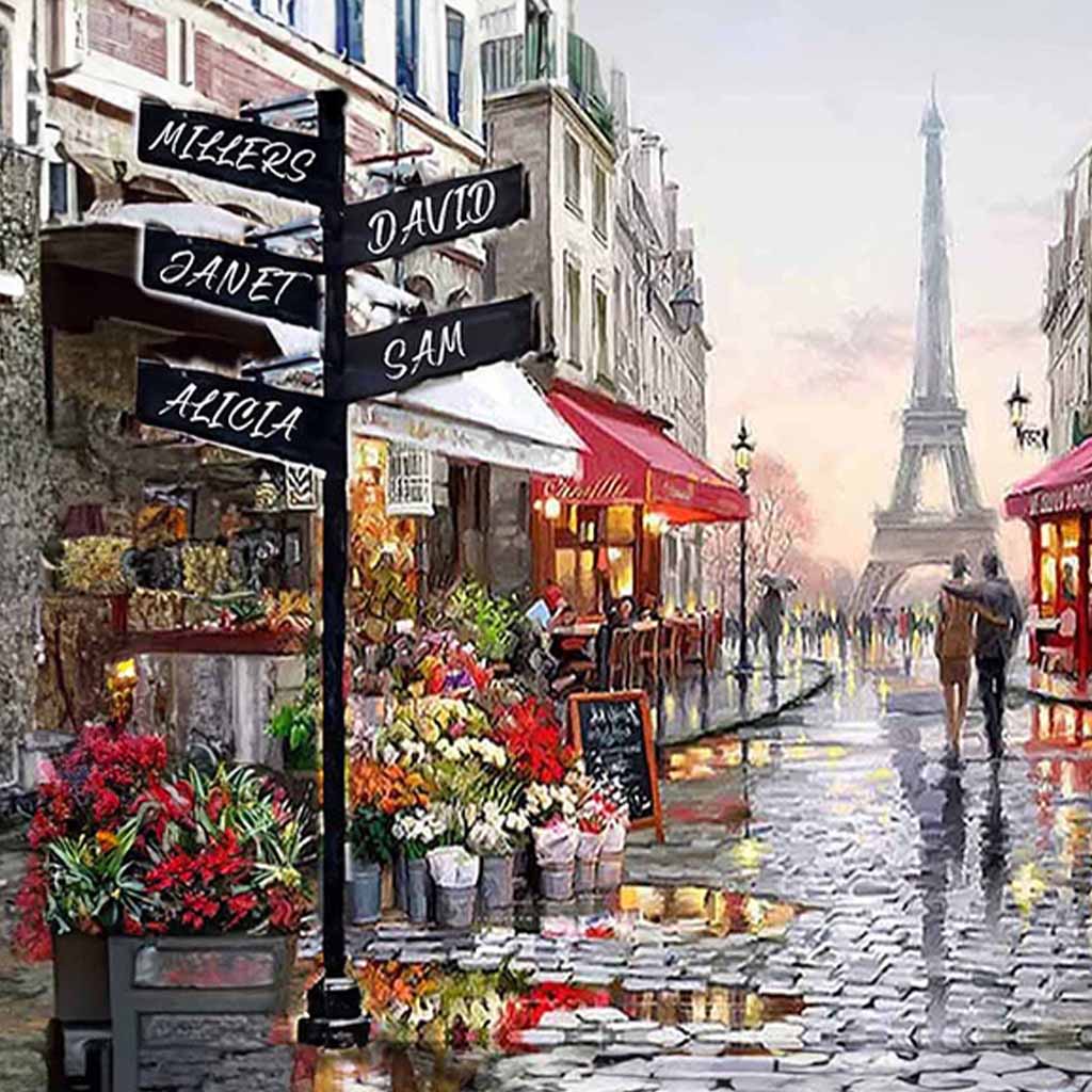 Romantic Paris Street Eiffel Tower Personalized Street Sign PosterCustomly Gifts