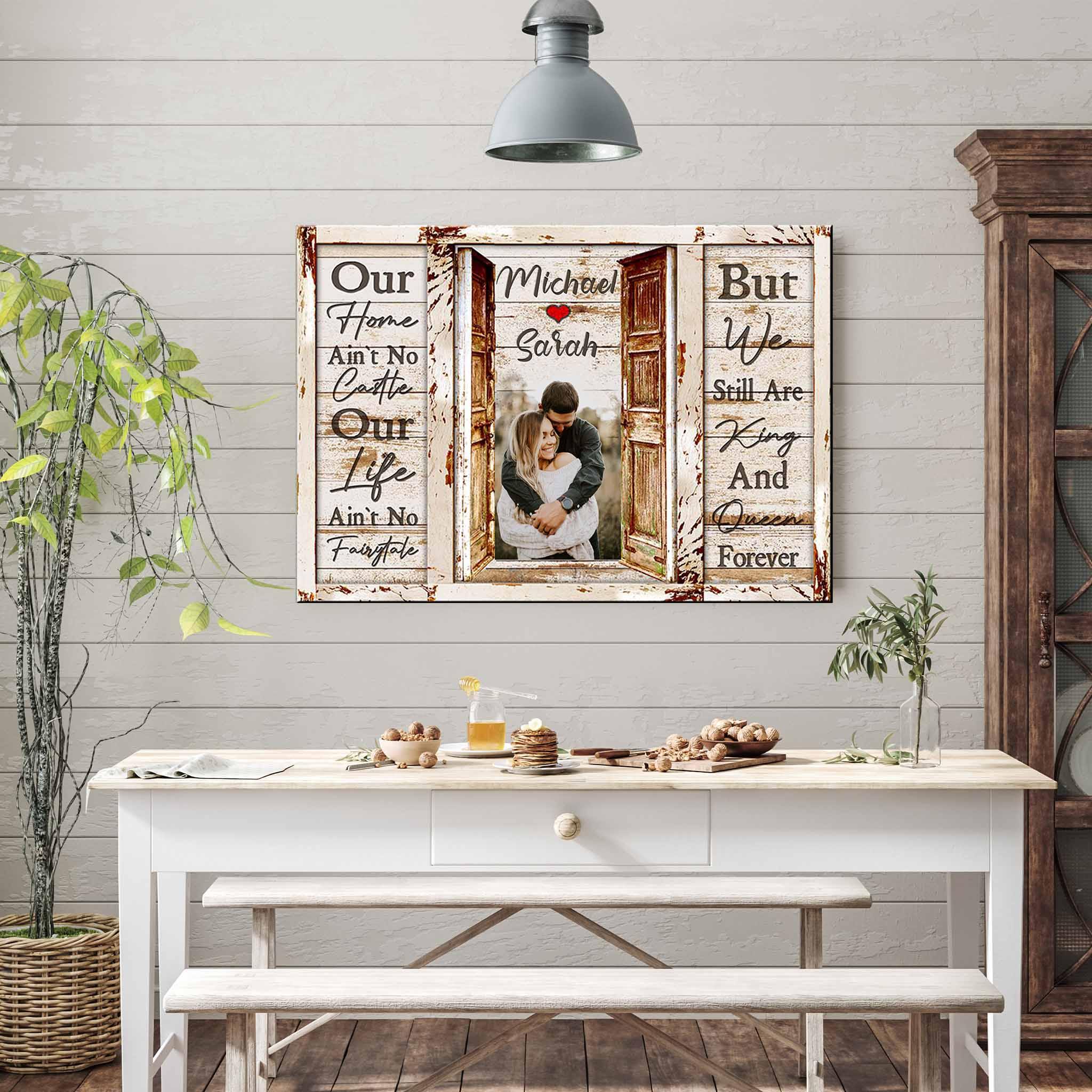 Rustic Doors Couple Saying Photo v1 Personalized CanvasCustomly Gifts