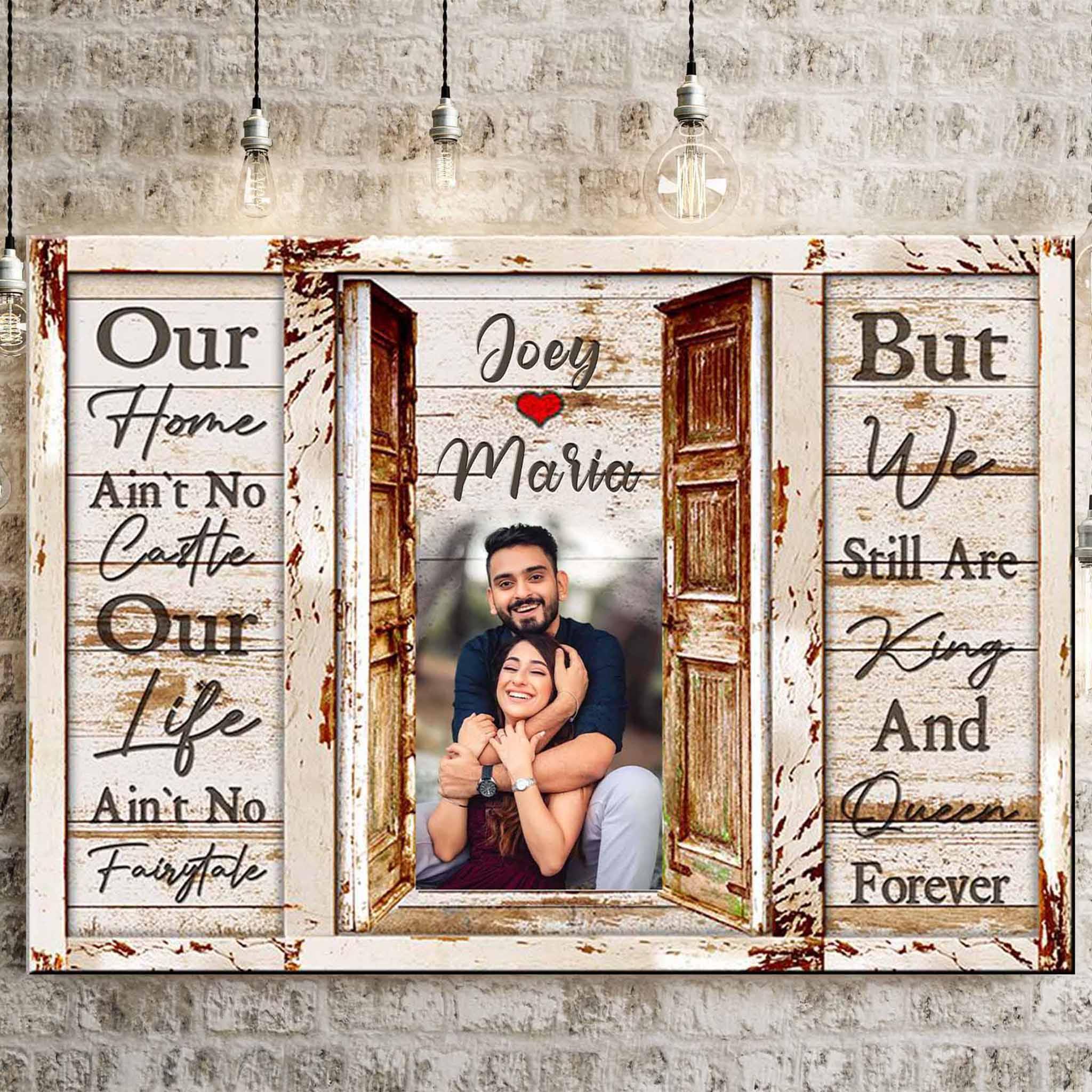 Rustic Doors Couple Saying Photo v1 Personalized CanvasCustomly Gifts