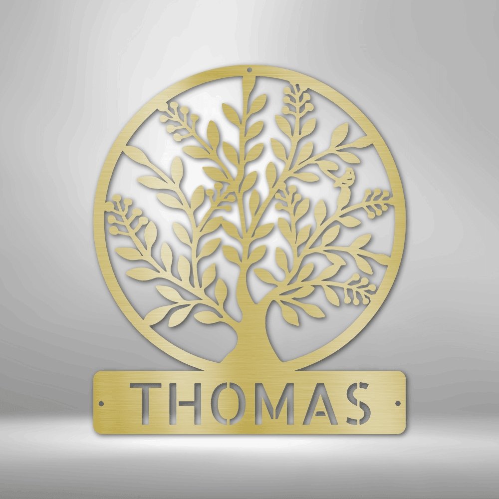 Simple Tree Personalized Name Steel SignCustomly Gifts