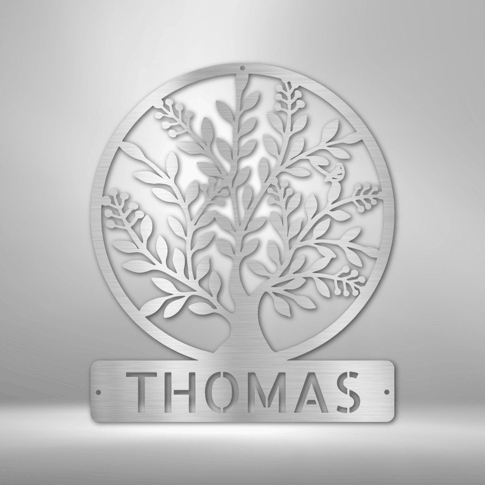 Simple Tree Personalized Name Steel SignCustomly Gifts