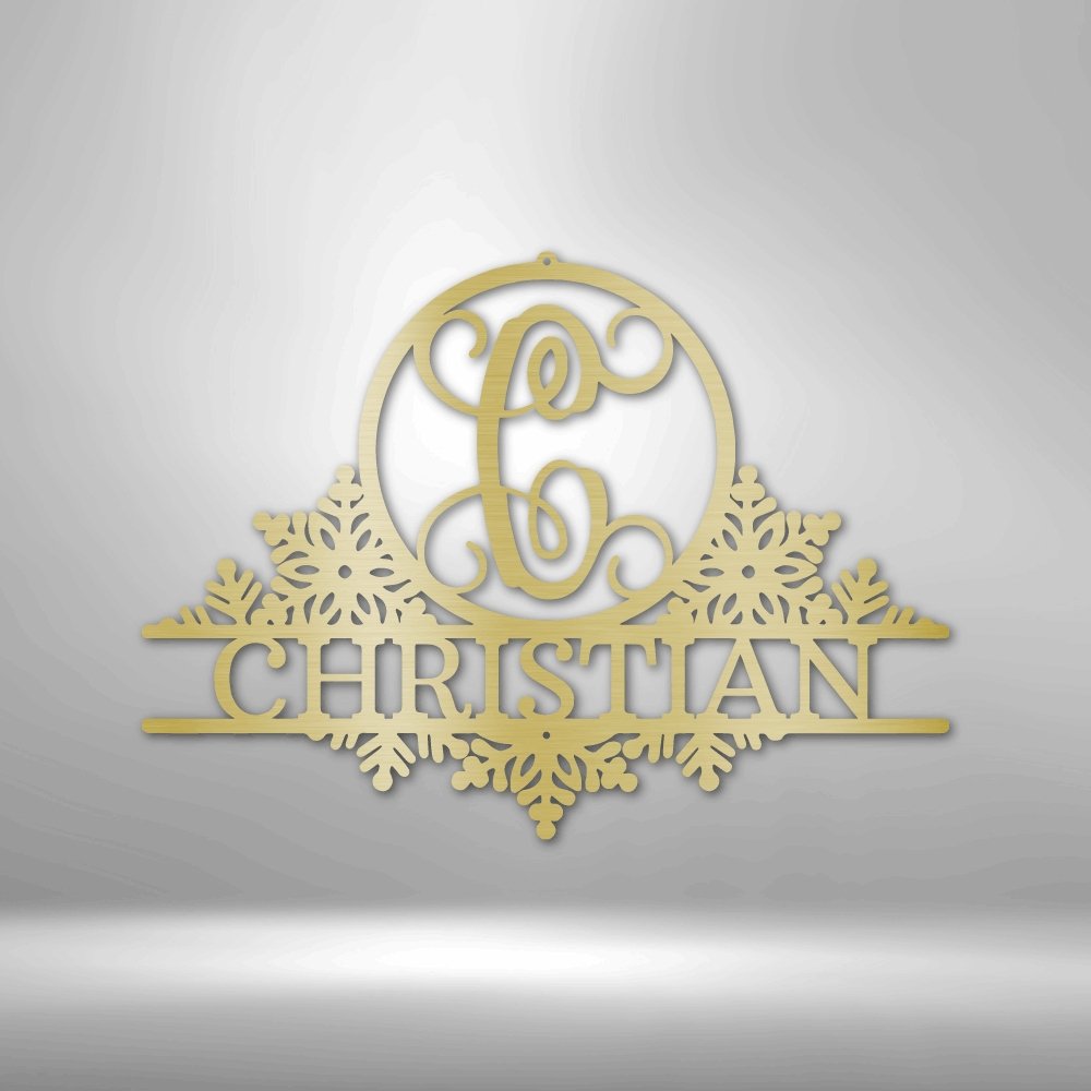 Snowfall Personalized Initial Name Steel SignCustomly Gifts