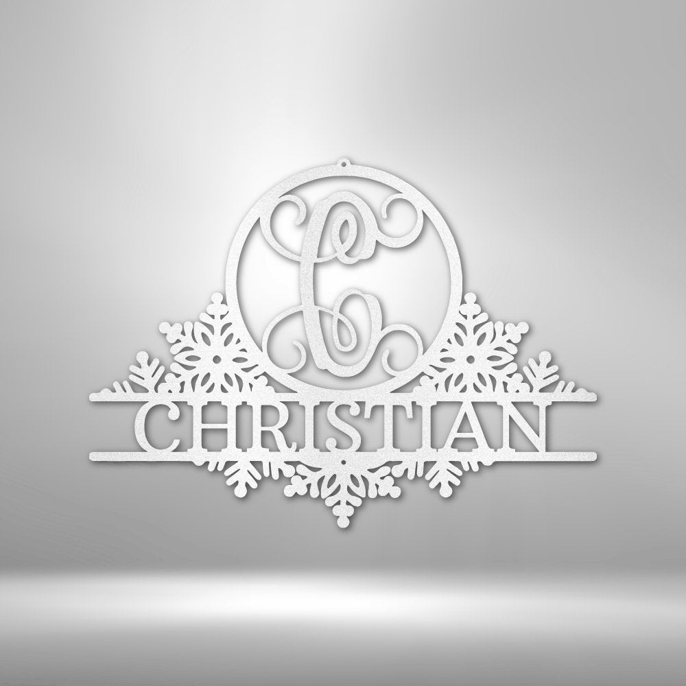 Snowfall Personalized Initial Name Steel SignCustomly Gifts
