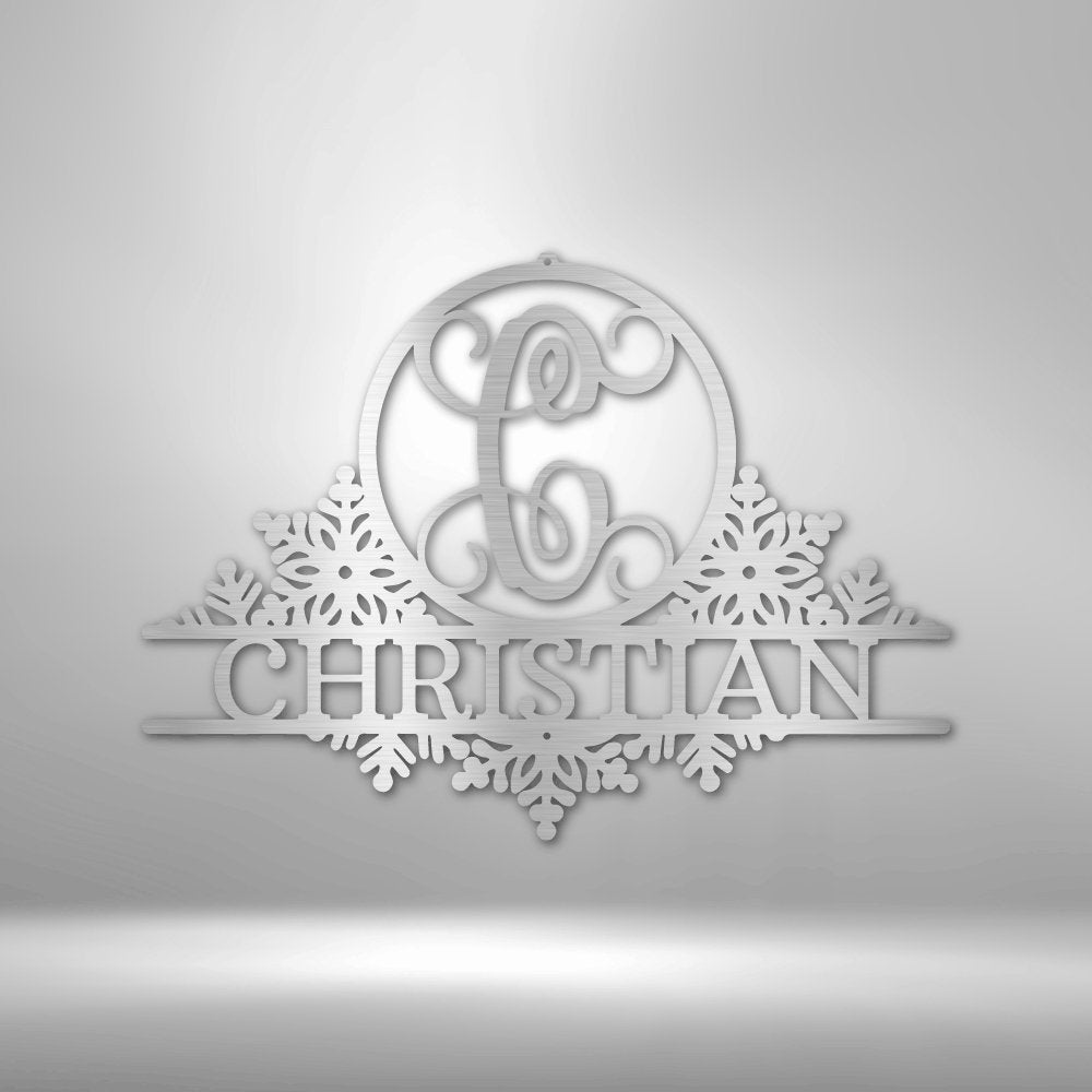 Snowfall Personalized Initial Name Steel SignCustomly Gifts