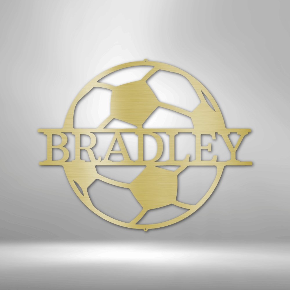 Soccer Monogram Personalized Name Text Steel SignCustomly Gifts