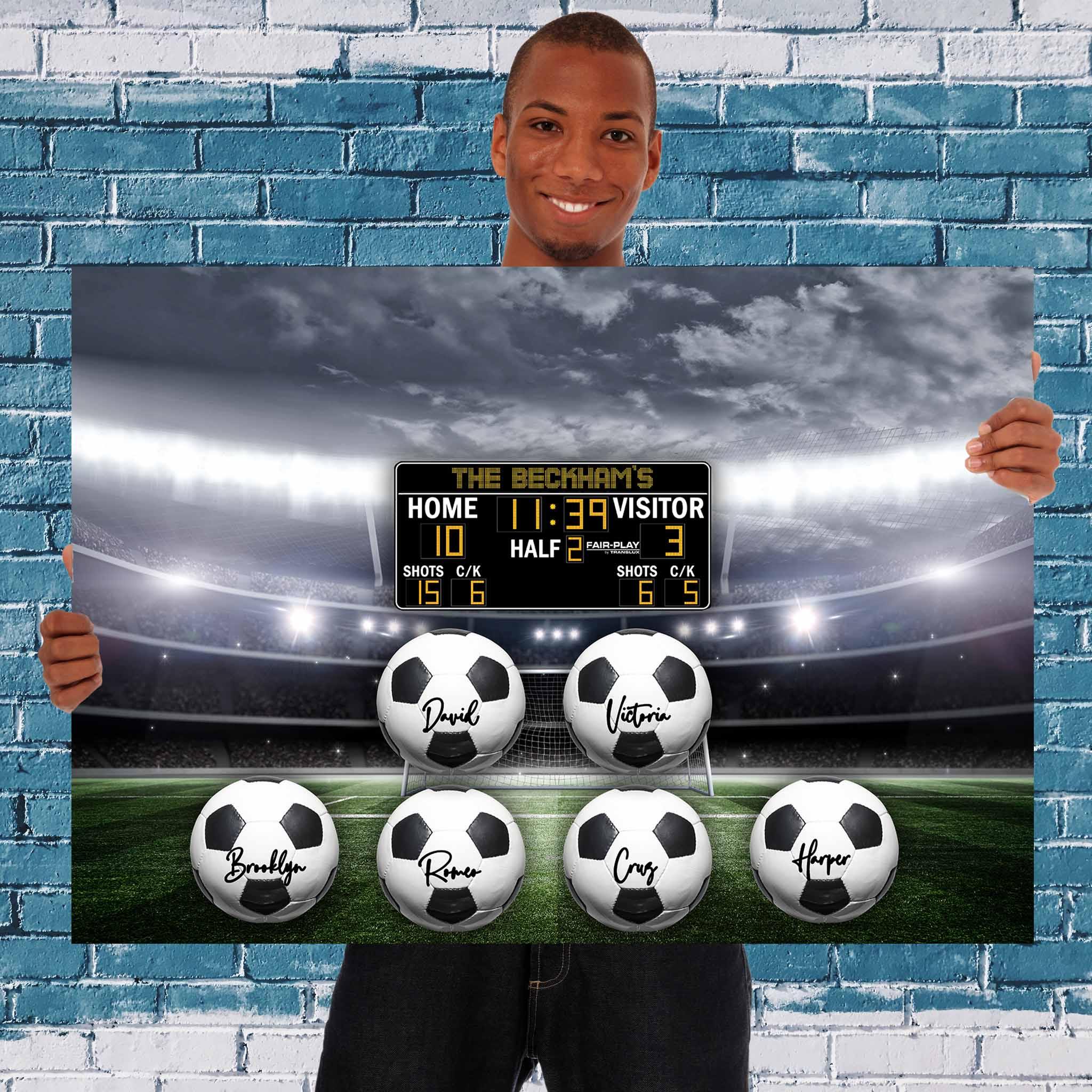 Soccer Stadium V1 Multiple Names Personalized Balls And Scoreboard CanvasCustomly Gifts