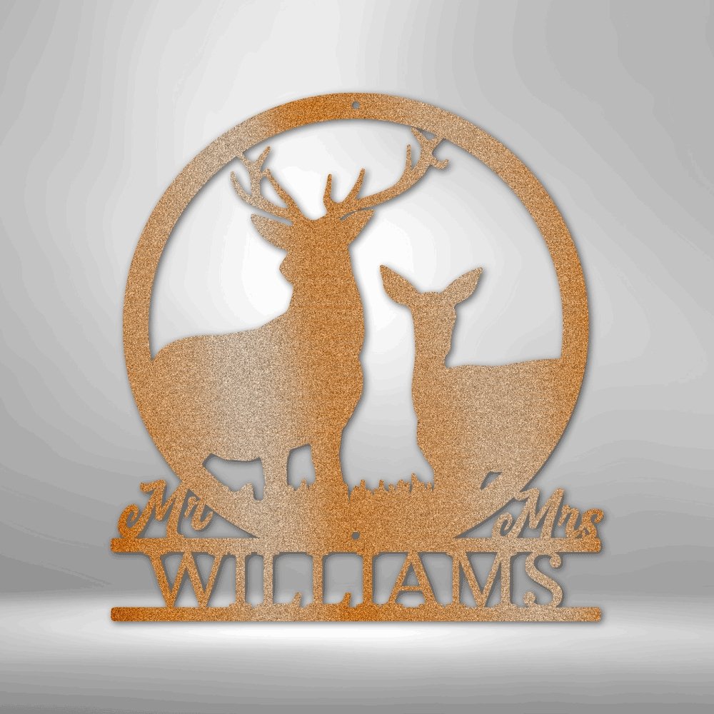 Stag and Doe Personalized Name Steel SignCustomly Gifts