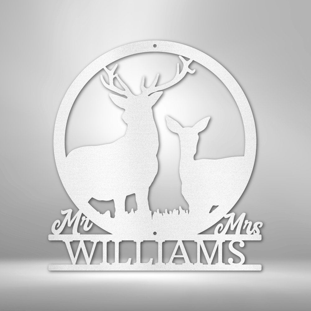 Stag and Doe Personalized Name Steel SignCustomly Gifts