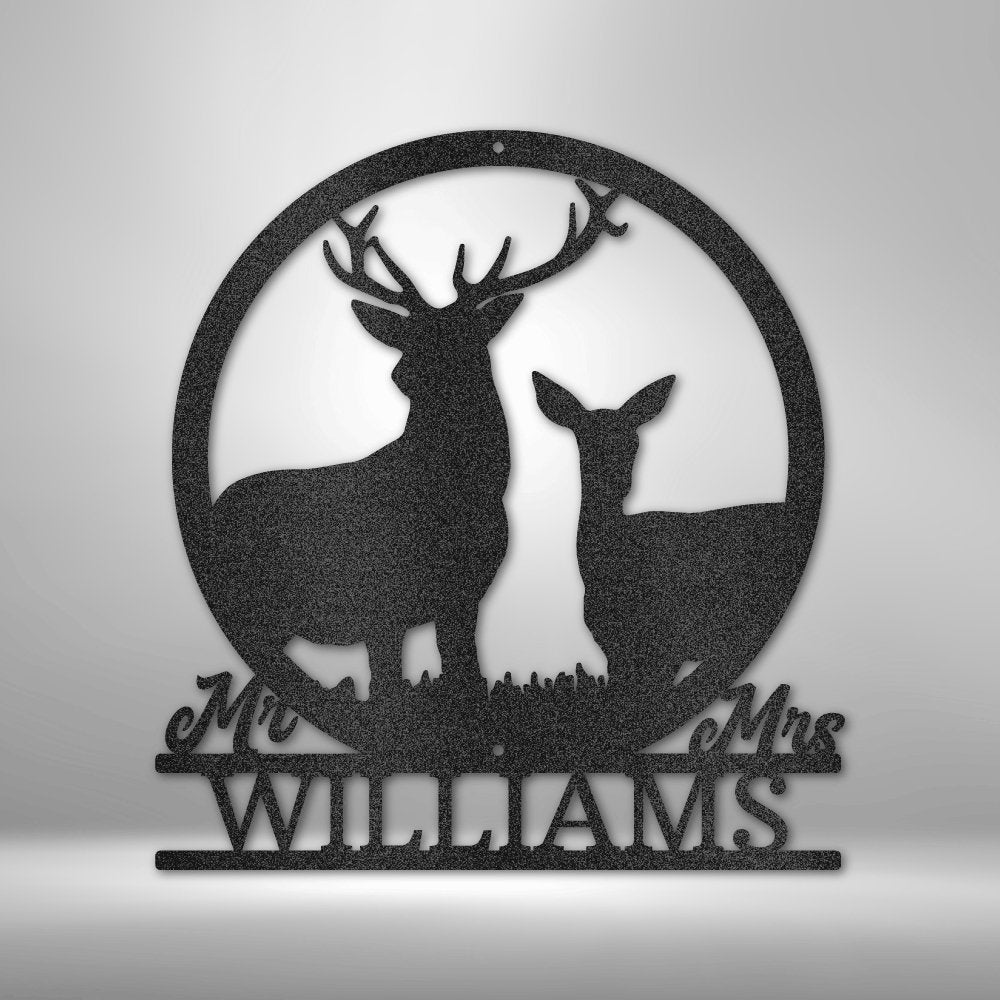 Stag and Doe Personalized Name Steel SignCustomly Gifts
