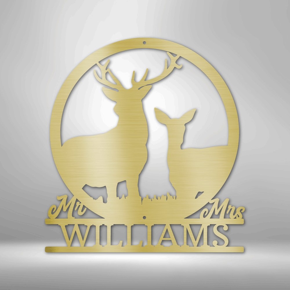 Stag and Doe Personalized Name Steel SignCustomly Gifts