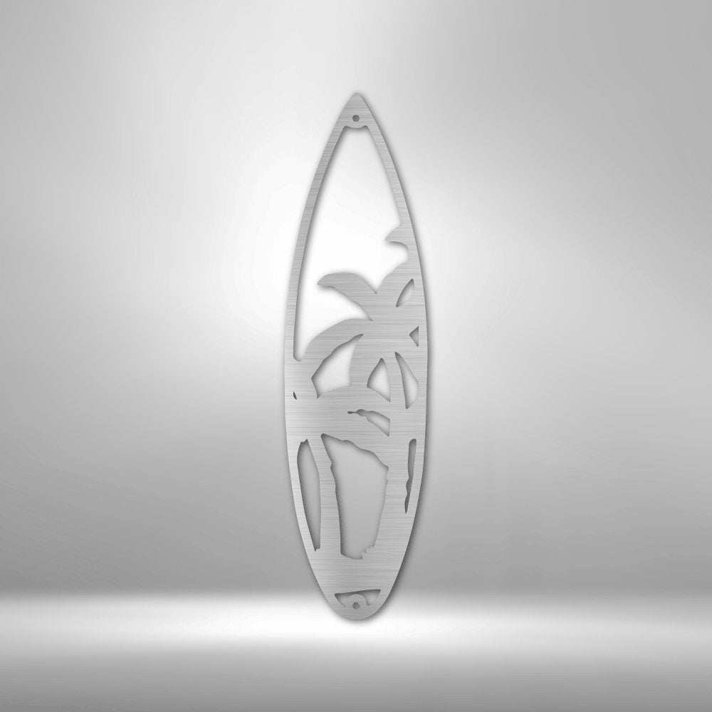 Surf Board Palm Trees - Steel SignCustomly Gifts