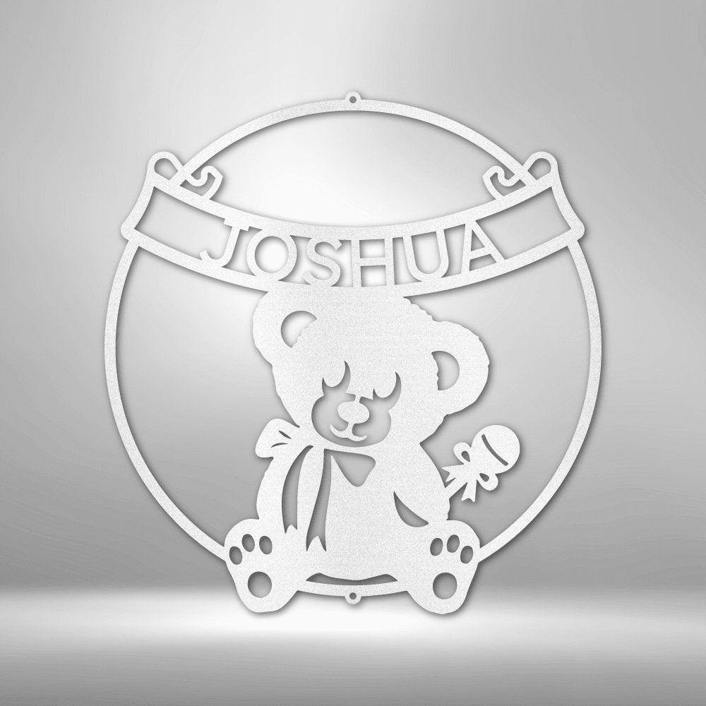 Teddy Bear Banner Personalized Name Steel SignCustomly Gifts