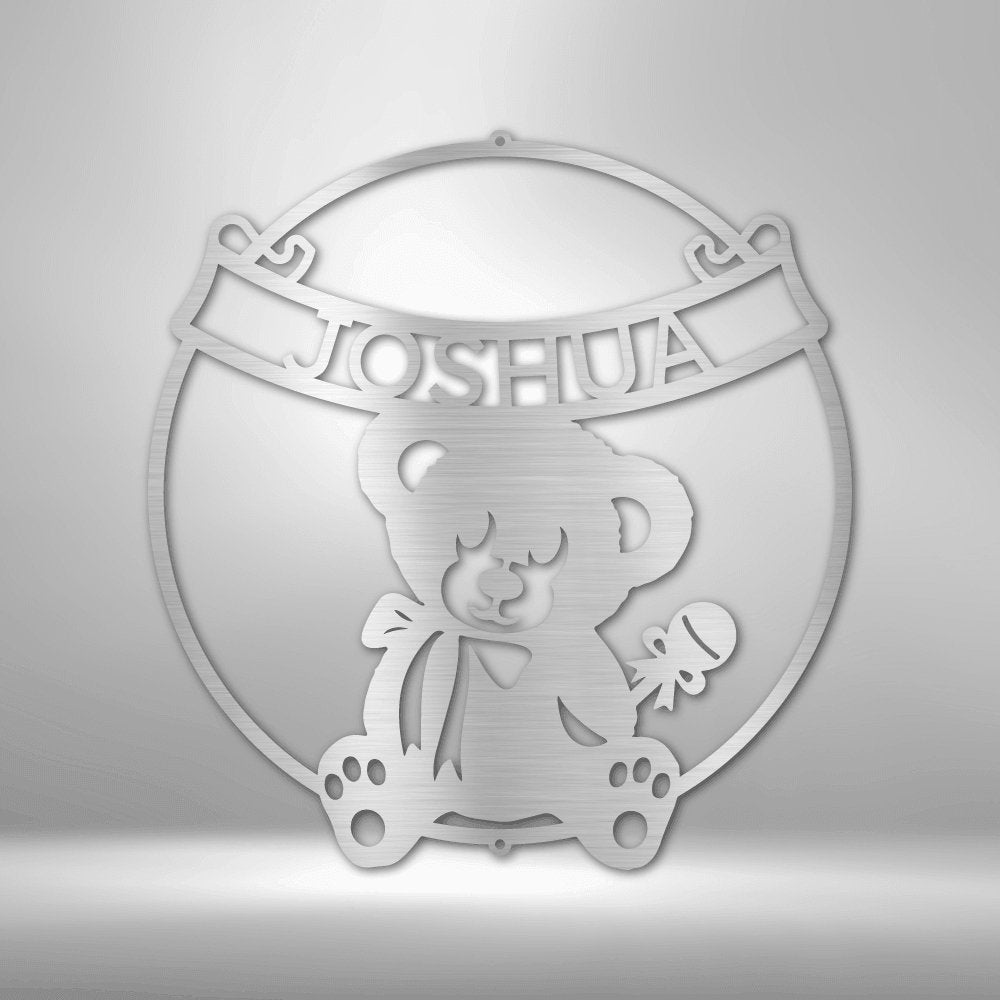 Teddy Bear Banner Personalized Name Steel SignCustomly Gifts