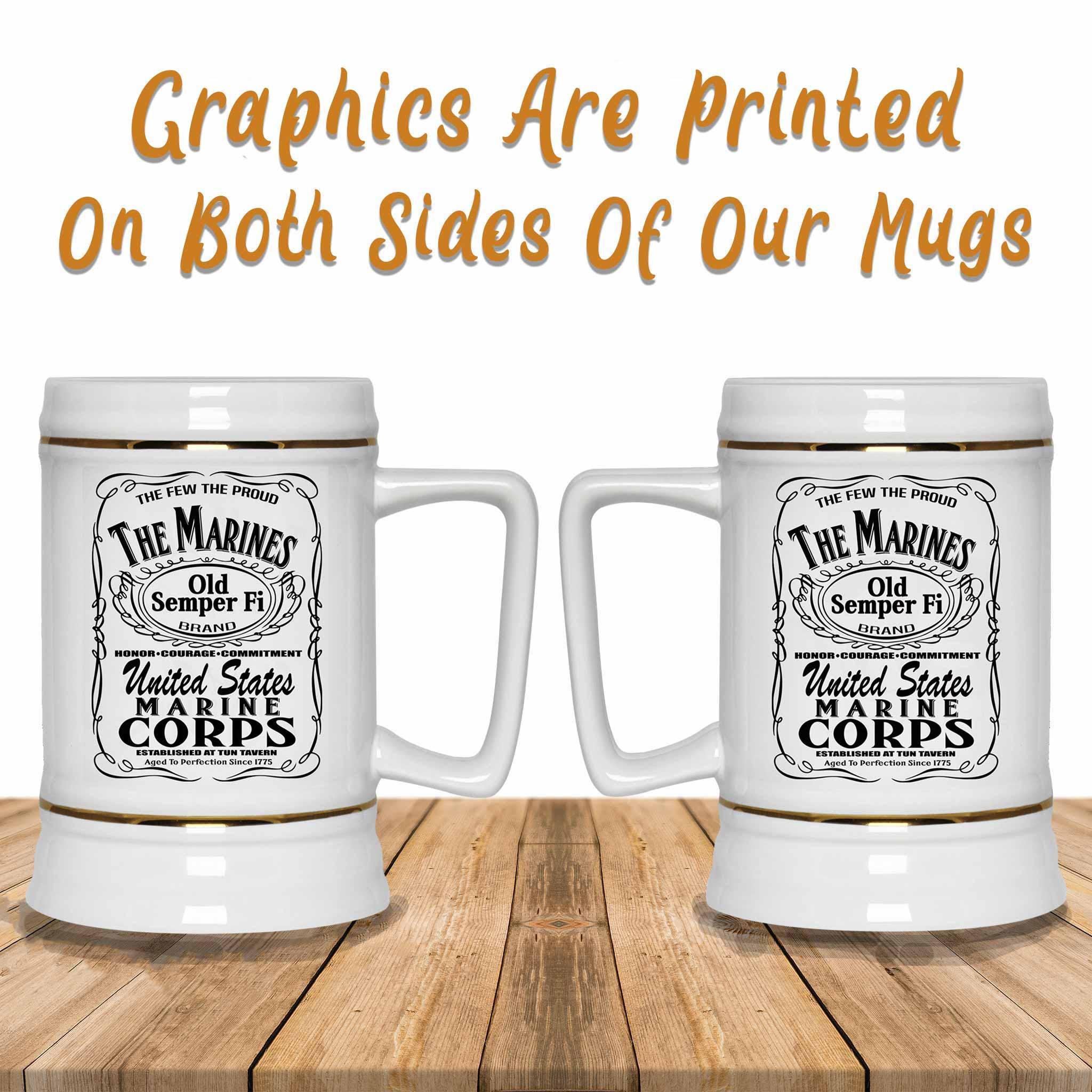The Marine Corps Aged To Perfection Military Themed White Beer MugCustomly Gifts