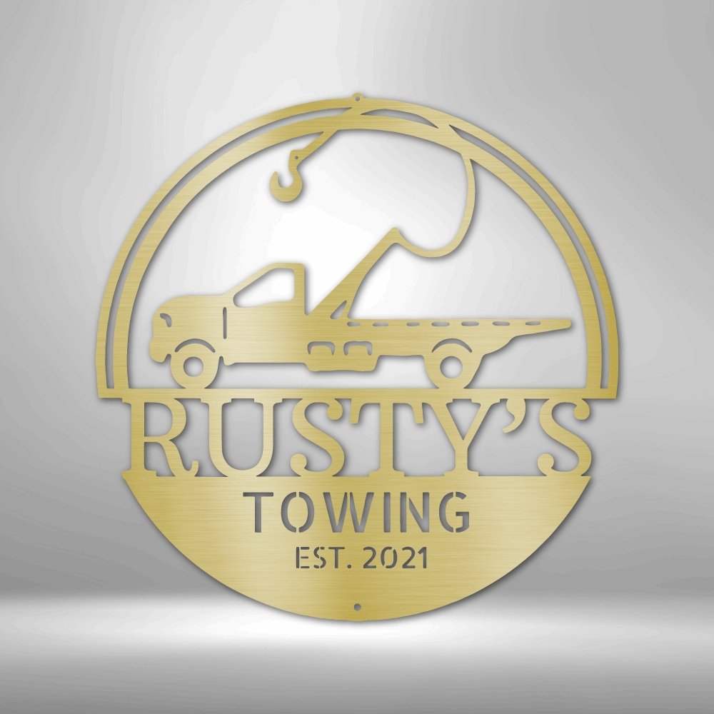 Tow Truck Personalized Name Text Steel SignCustomly Gifts