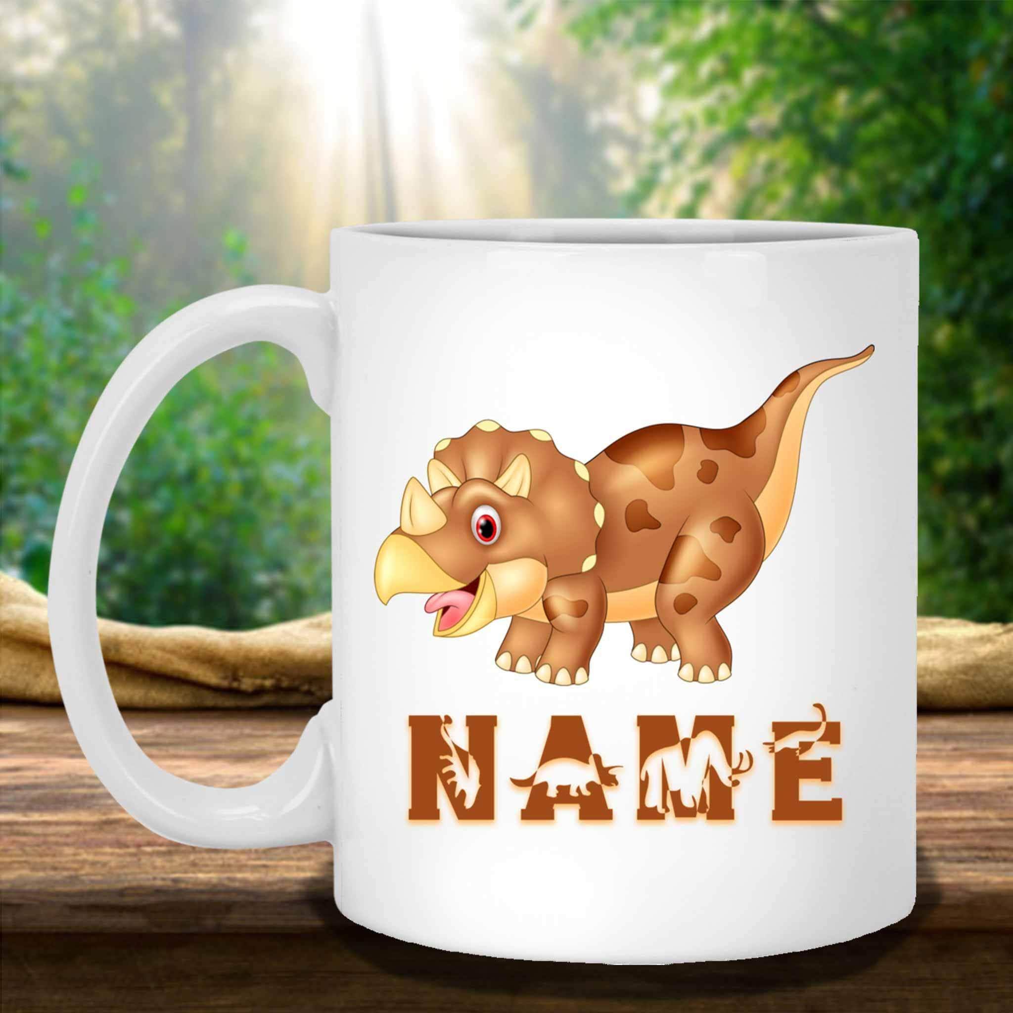 Triceratops Cartoon Dinosaur Custom Personalized Kids Themed MugsCustomly Gifts