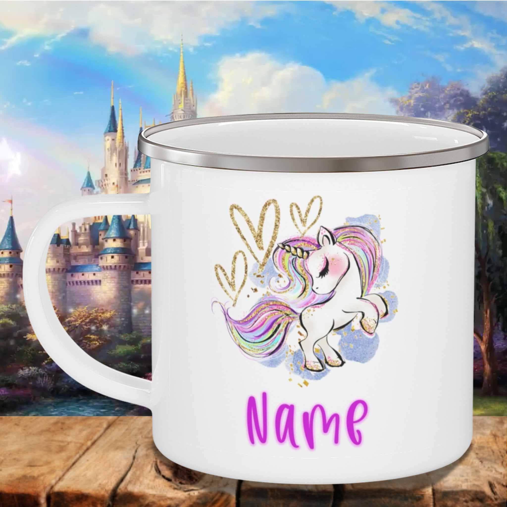 Unicorn and Hearts Colorful Custom Personalized MugsCustomly Gifts