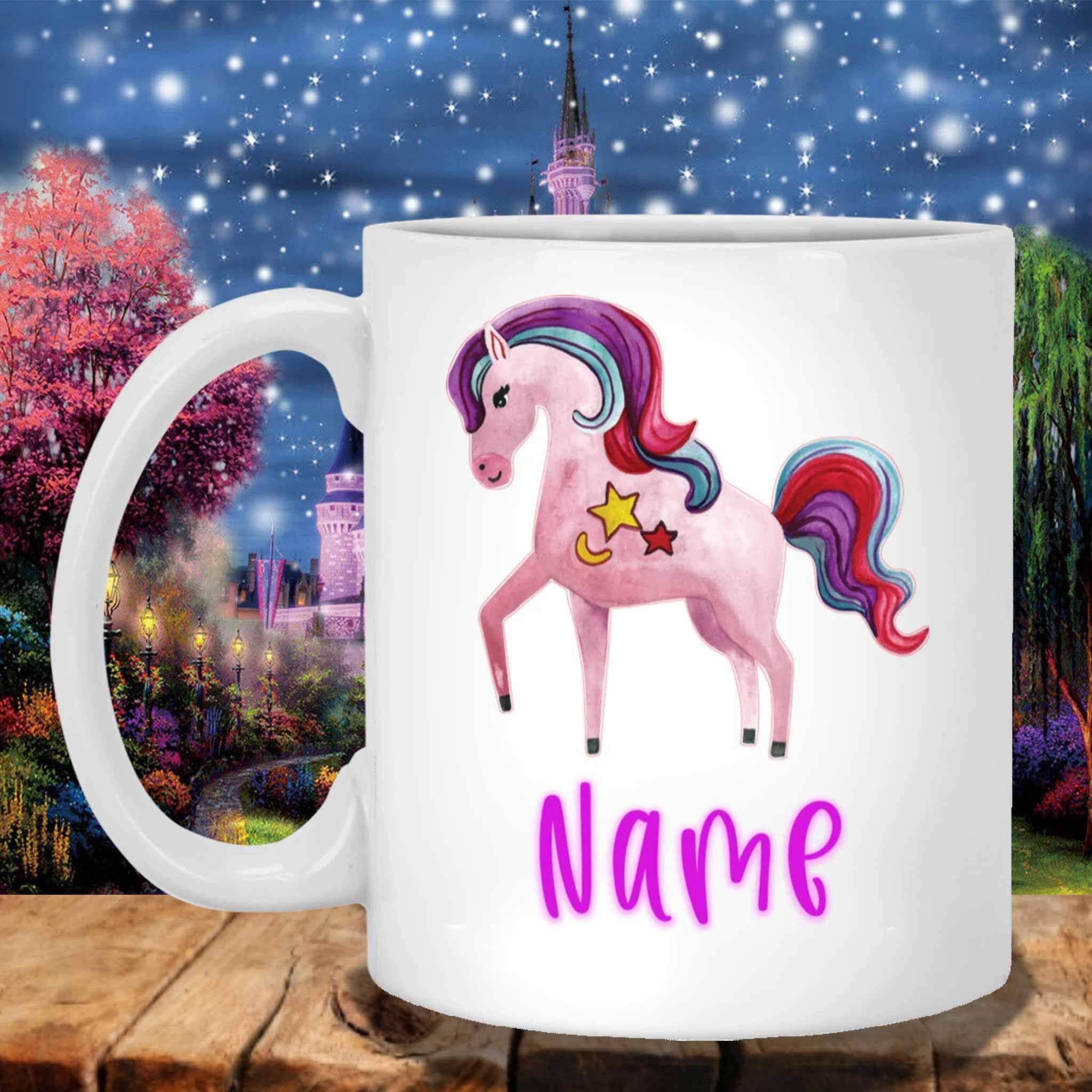 Unicorn Moon and Stars Custom Personalized MugsCustomly Gifts