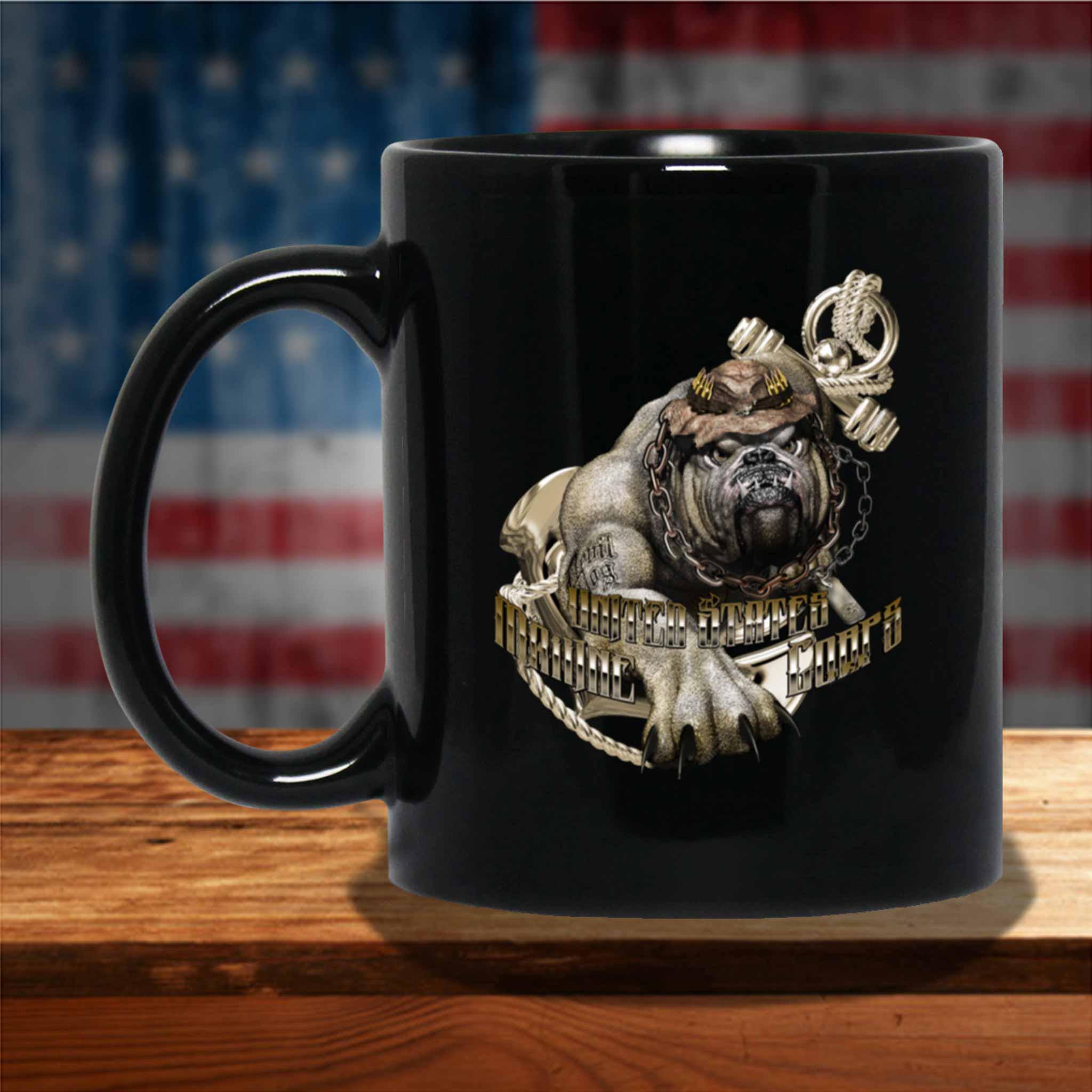 USMC Marine Corps Devil Dog Military Themed Black Coffee MugsCustomly Gifts