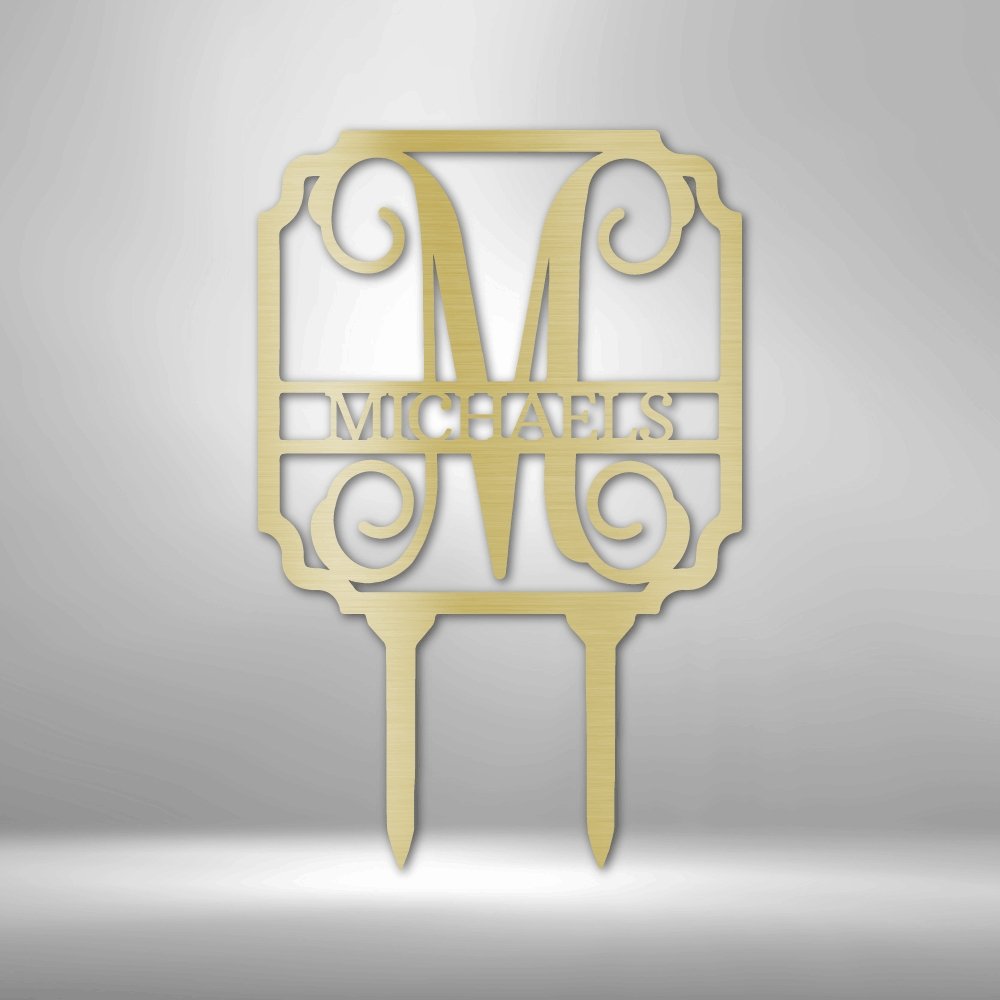Vine Stake Personalized Monogram Name Steel SignCustomly Gifts