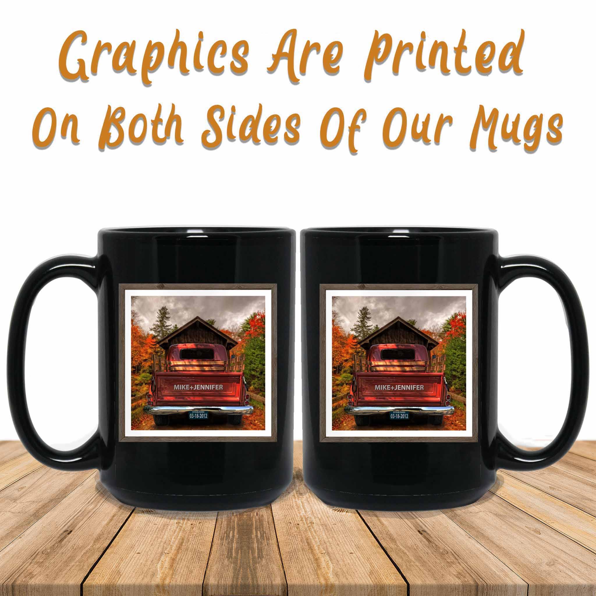 Vintage Truck (Rust Orange) Covered Bridge Personalized Tailgate & License Plate MugCustomly Gifts