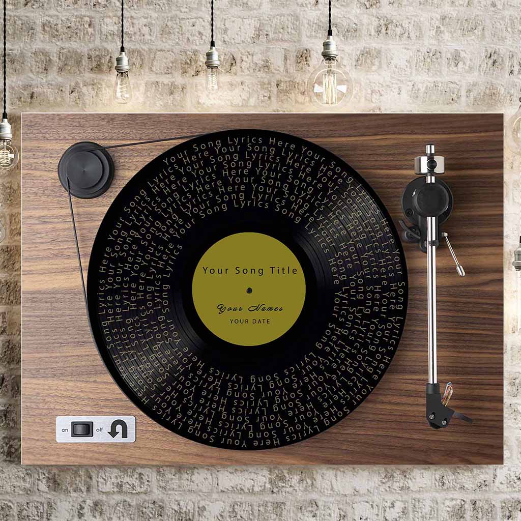 Walnut Orbital Turntable Vinyl Record Song Lyrics Personalized CanvasCustomly Gifts