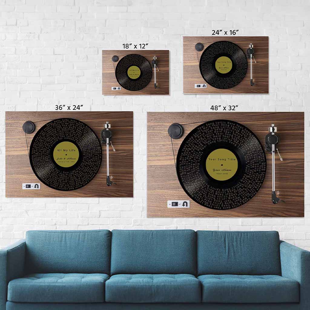 Walnut Orbital Turntable Vinyl Record Song Lyrics Personalized CanvasCustomly Gifts