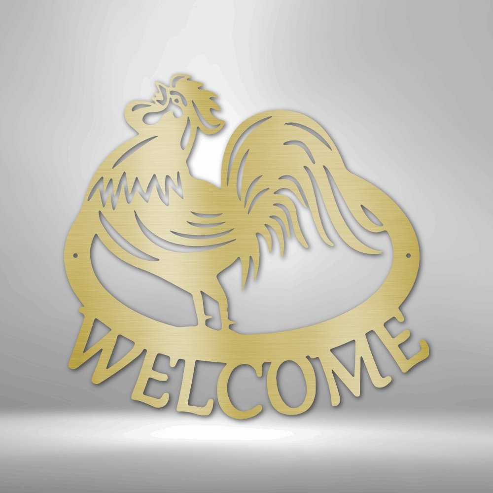 Welcome Rooster Steel SignCustomly Gifts