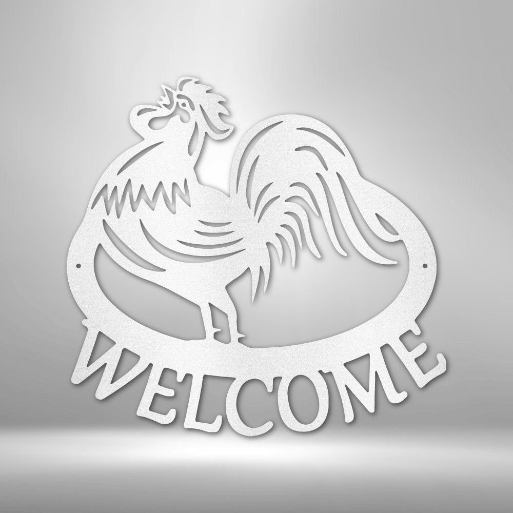 Welcome Rooster Steel SignCustomly Gifts