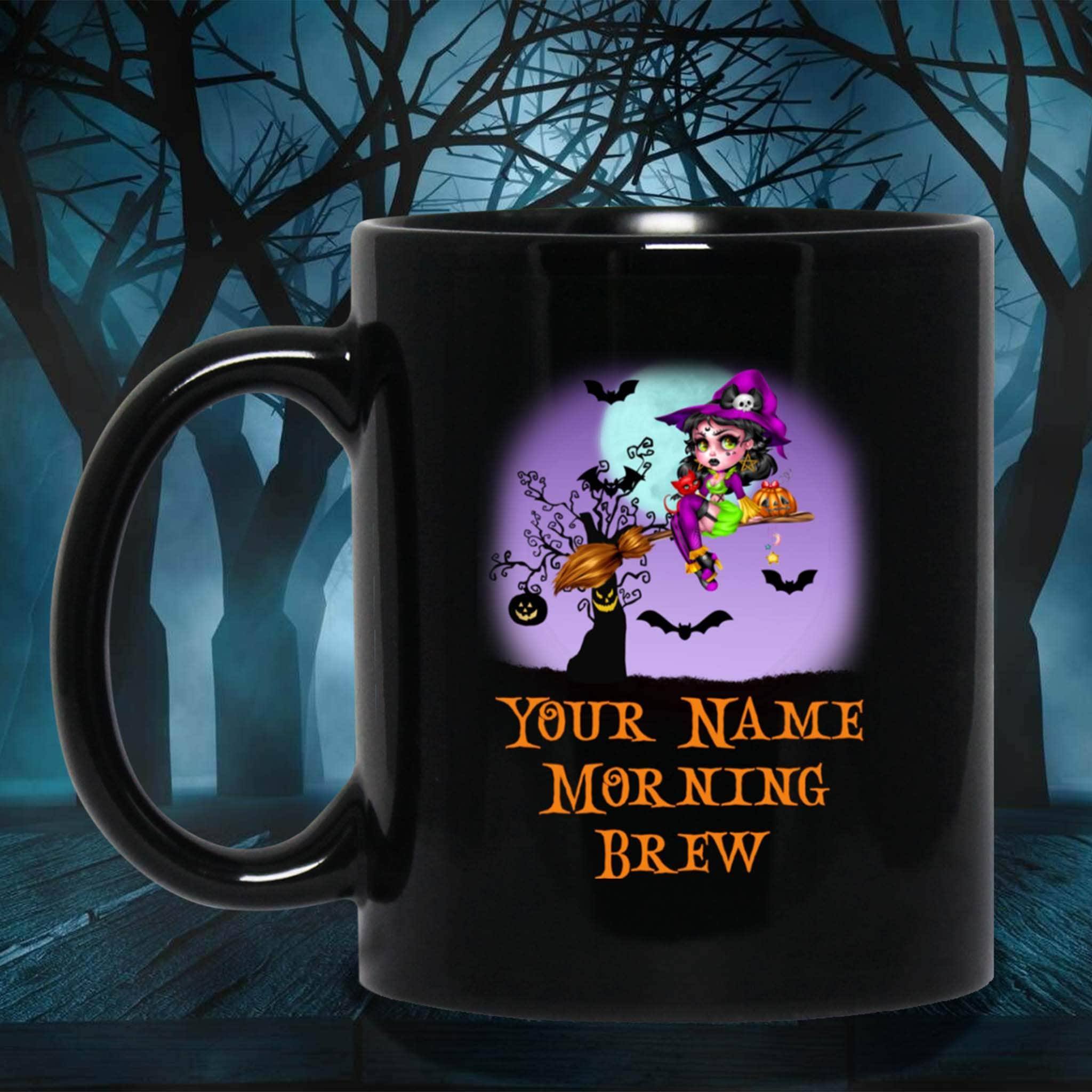 Witch Morning Brew Halloween Personalized Black Coffee MugsCustomly Gifts