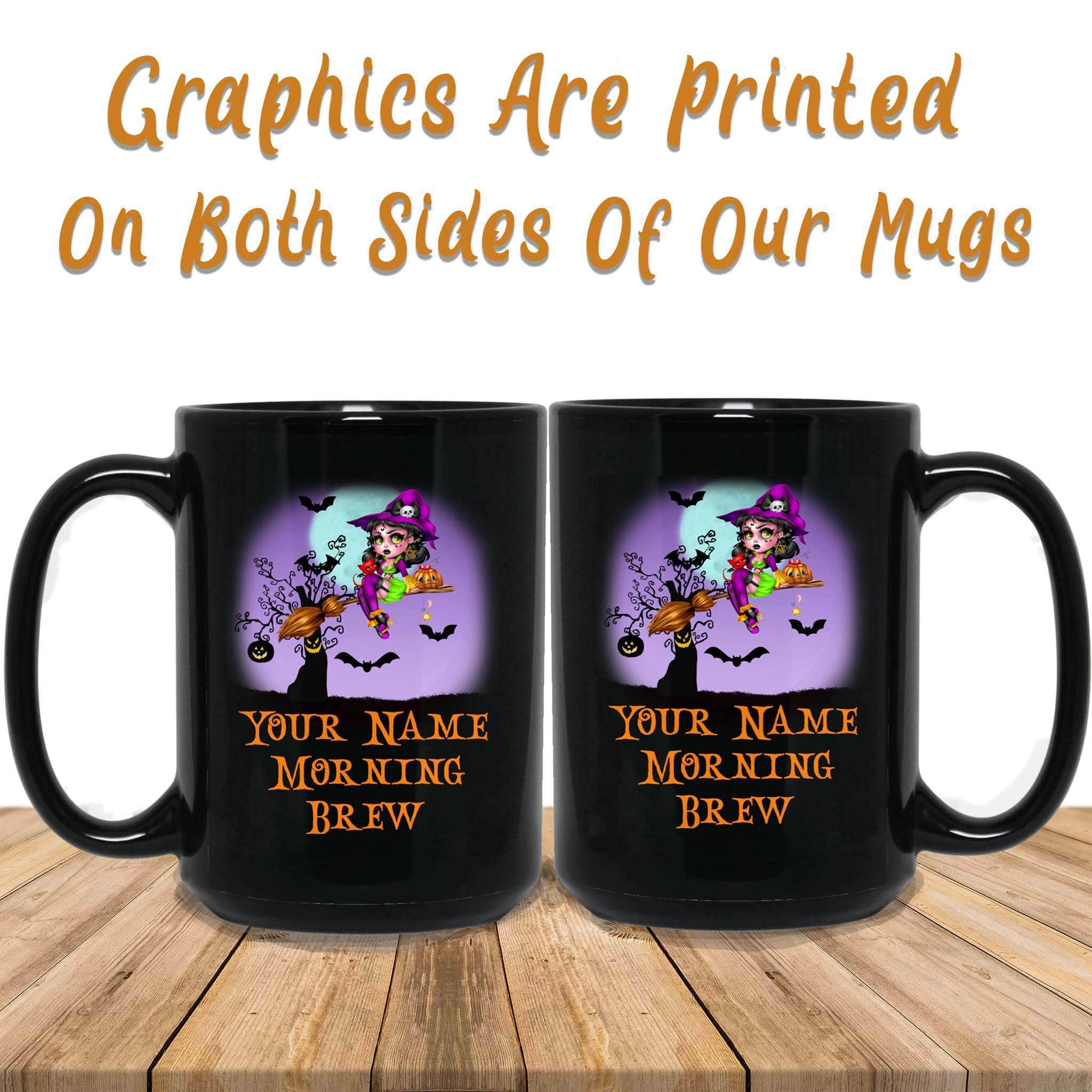 Witch Morning Brew Halloween Personalized Black Coffee MugsCustomly Gifts