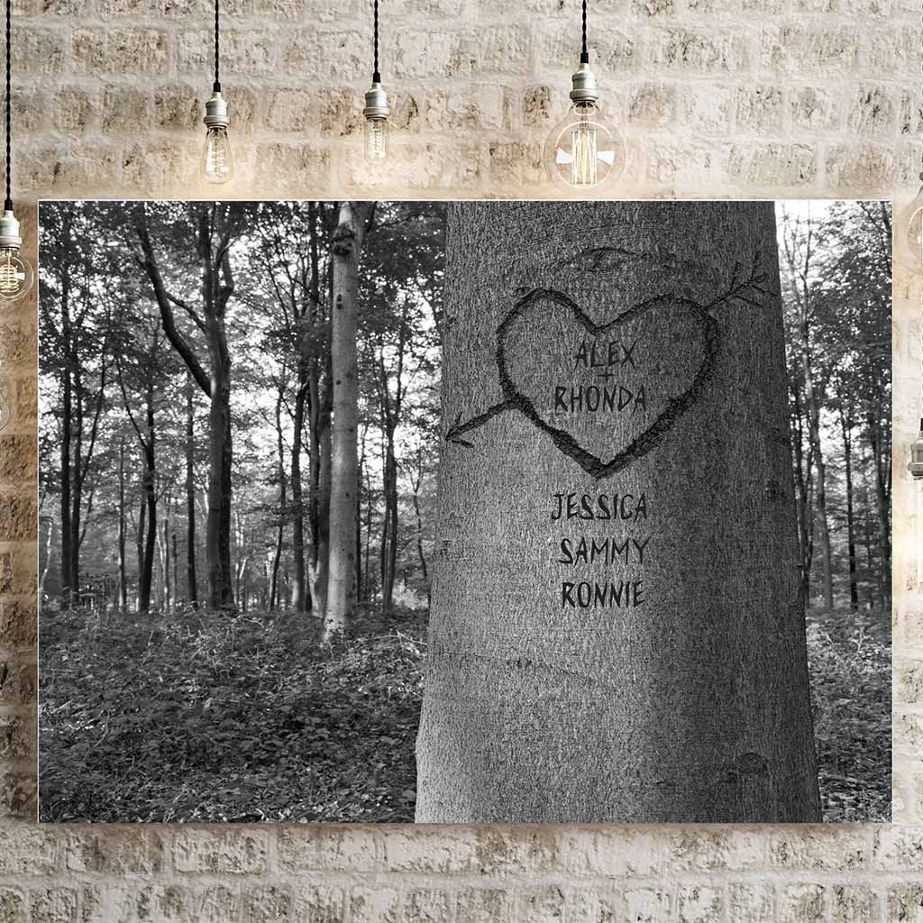 Personalized Carved Tree Canvas Prints - Customly Gifts