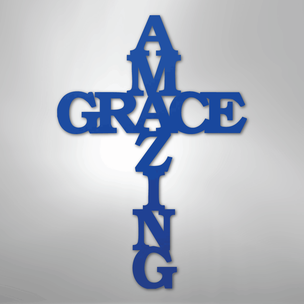 Amazing Grace Cross - Steel Metal Sign Wall ArtCustomly Gifts