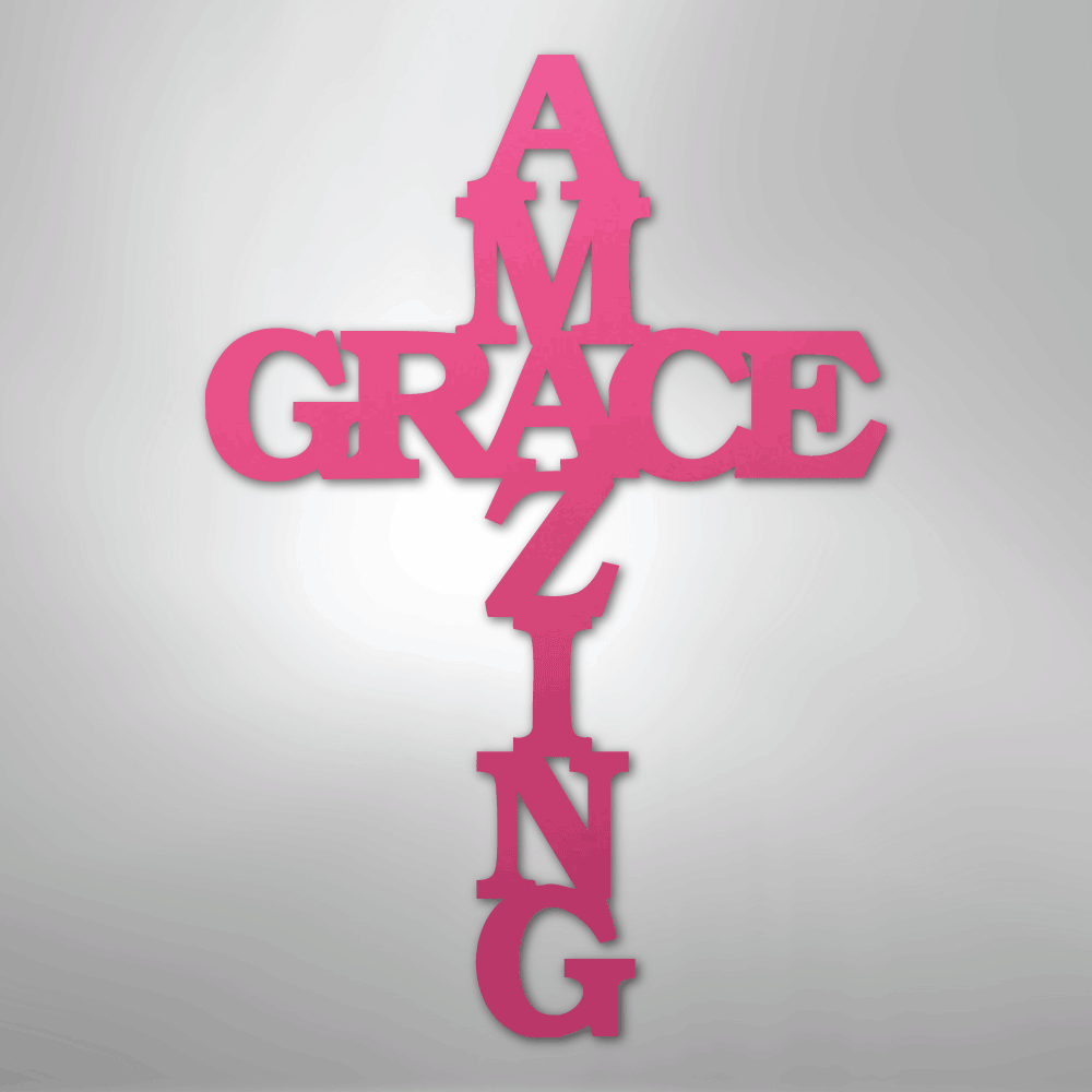 Amazing Grace Cross - Steel Metal Sign Wall ArtCustomly Gifts