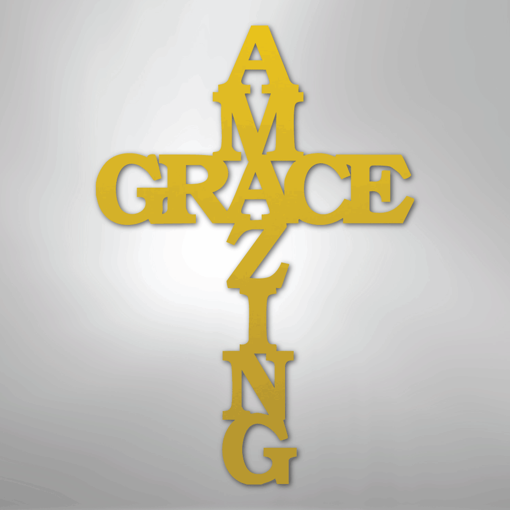Amazing Grace Cross - Steel Metal Sign Wall ArtCustomly Gifts