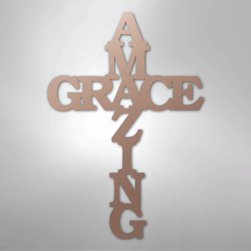 Amazing Grace Cross - Steel Metal Sign Wall ArtCustomly Gifts