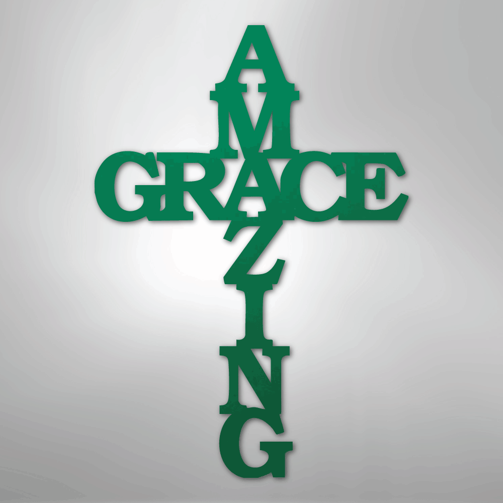 Amazing Grace Cross - Steel Metal Sign Wall ArtCustomly Gifts