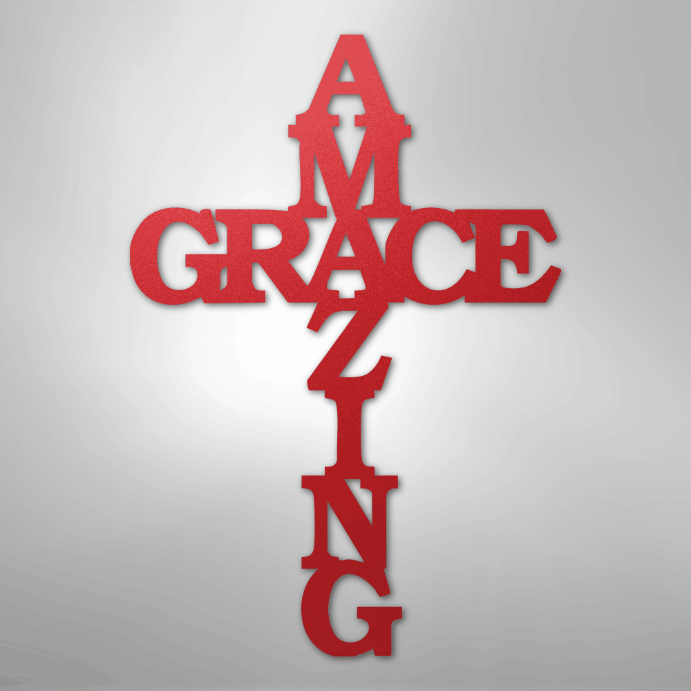Amazing Grace Cross - Steel Metal Sign Wall ArtCustomly Gifts