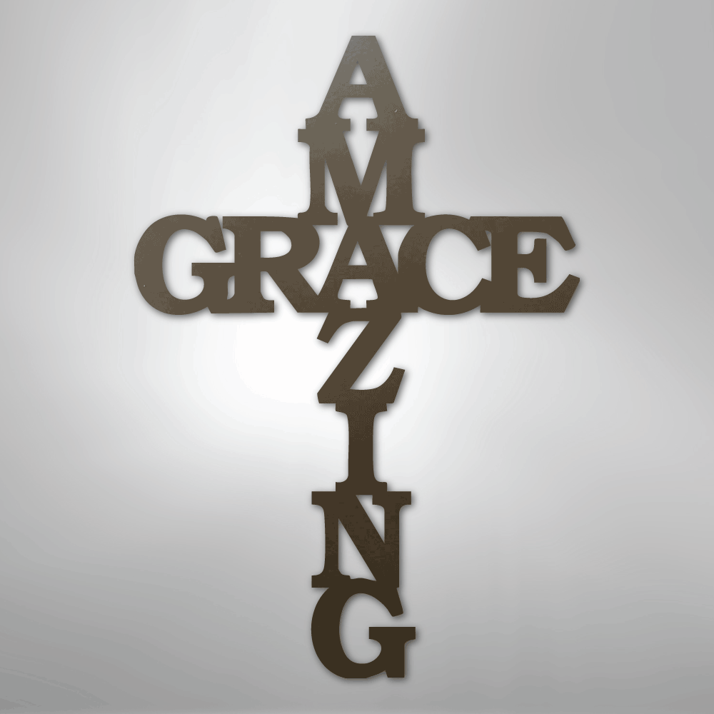 Amazing Grace Cross - Steel Metal Sign Wall ArtCustomly Gifts