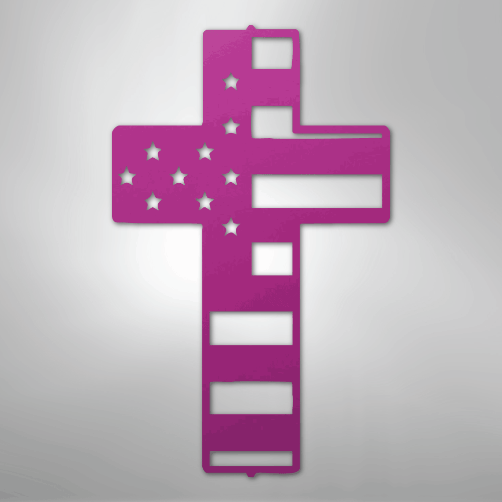 American Flag Cross - Steel Metal Sign Wall ArtCustomly Gifts