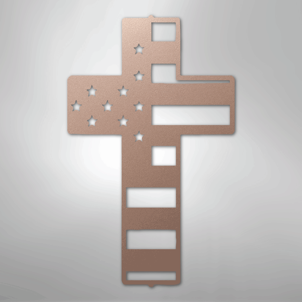 American Flag Cross - Steel Metal Sign Wall ArtCustomly Gifts