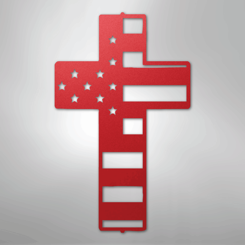 American Flag Cross - Steel Metal Sign Wall ArtCustomly Gifts