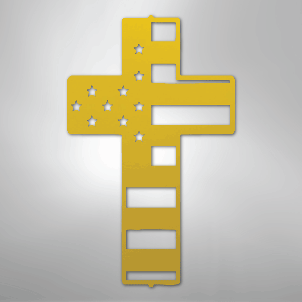 American Flag Cross - Steel Metal Sign Wall ArtCustomly Gifts
