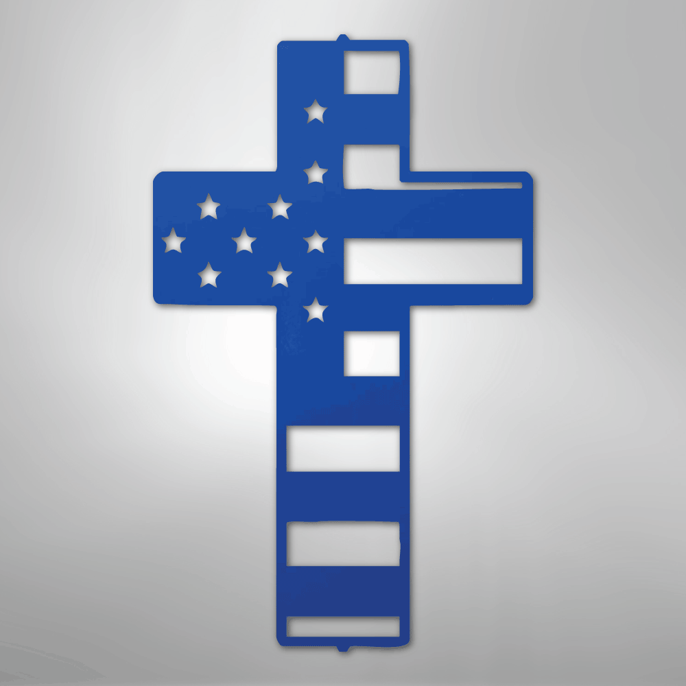 American Flag Cross - Steel Metal Sign Wall ArtCustomly Gifts