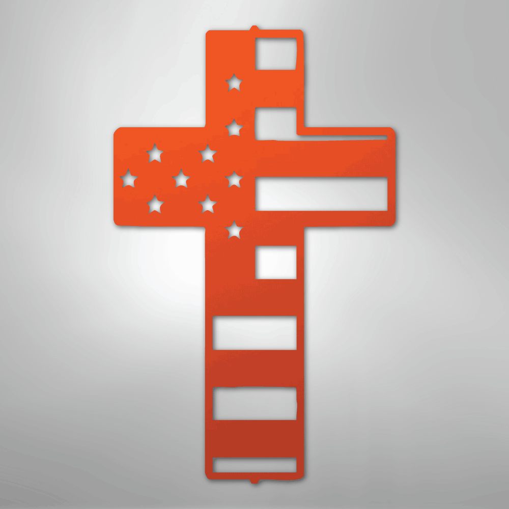 American Flag Cross - Steel Metal Sign Wall ArtCustomly Gifts