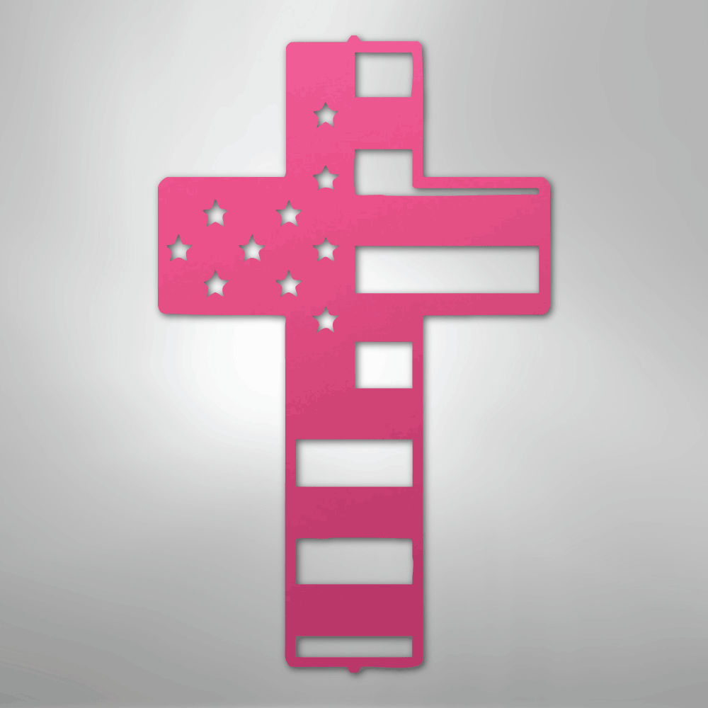 American Flag Cross - Steel Metal Sign Wall ArtCustomly Gifts