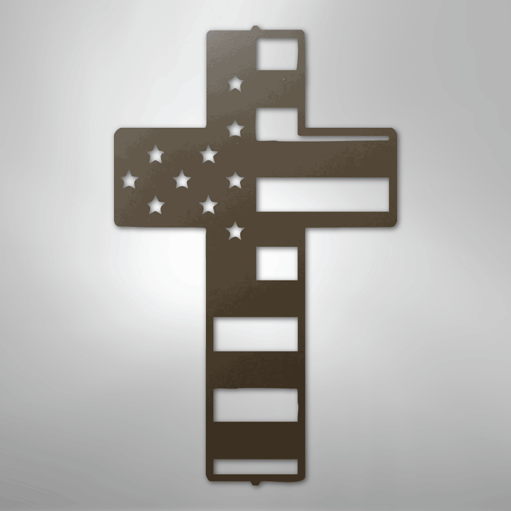 American Flag Cross - Steel Metal Sign Wall ArtCustomly Gifts